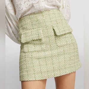 Maje Green Tweed Mini Skirt NWT